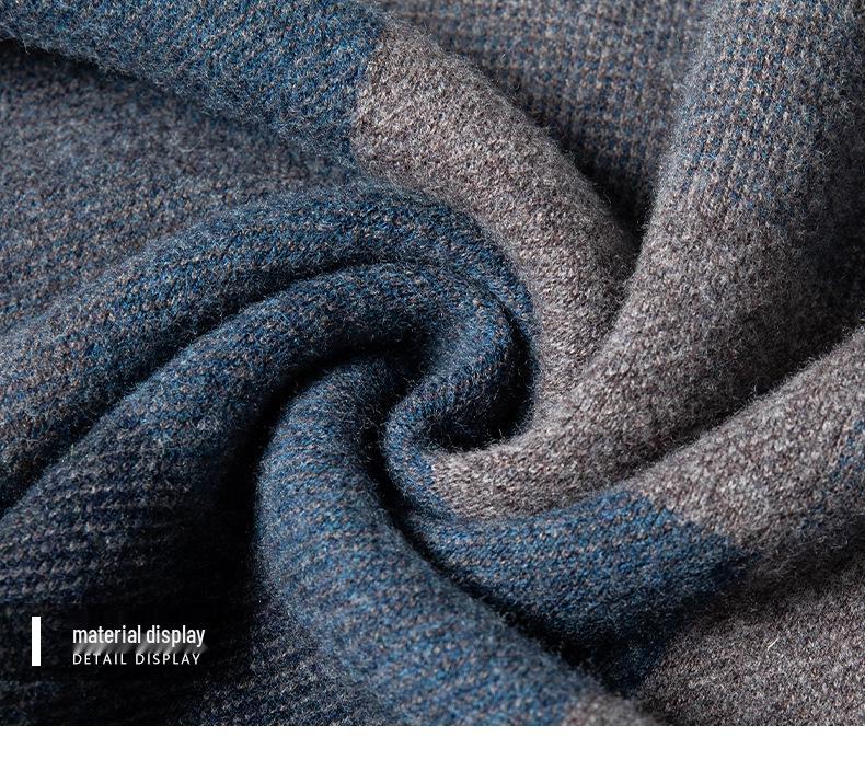 Men's 100% Wool Round Neck Sweater - 2025 Winter Fashion, Thickened Warm Base Layer for Young and Middle-Aged.