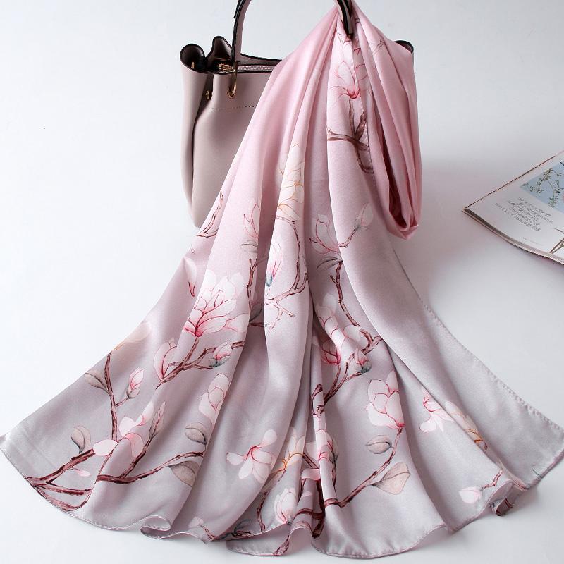 Sciarpa Lunga 100% Seta Donna Lusso Shawl in Raso di Seta Naturale Foulard Sottile Primaverile per Capelli Sciarpa da Collo in Vera Seta di Hangzhou