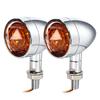 Motorcycle Dual Flashing Light Amber Red Running Turn Signal Brake Lamp Chrome Shell Yellow Lens