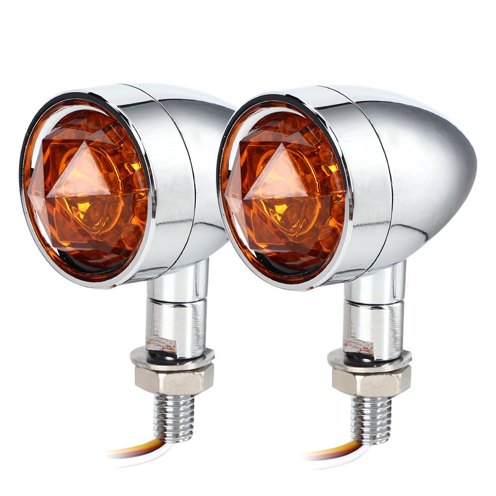 Motorcycle Dual Flashing Light Amber Red Running Turn Signal Brake Lamp Chrome Shell Yellow Lens