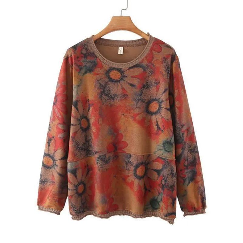 

Свитшот для женщин, свободный свитер большого размера с длинными рукавами, удобный повседневный пуловер с круглым вырезом, с принтом сверху, свитшот XXXXL красный