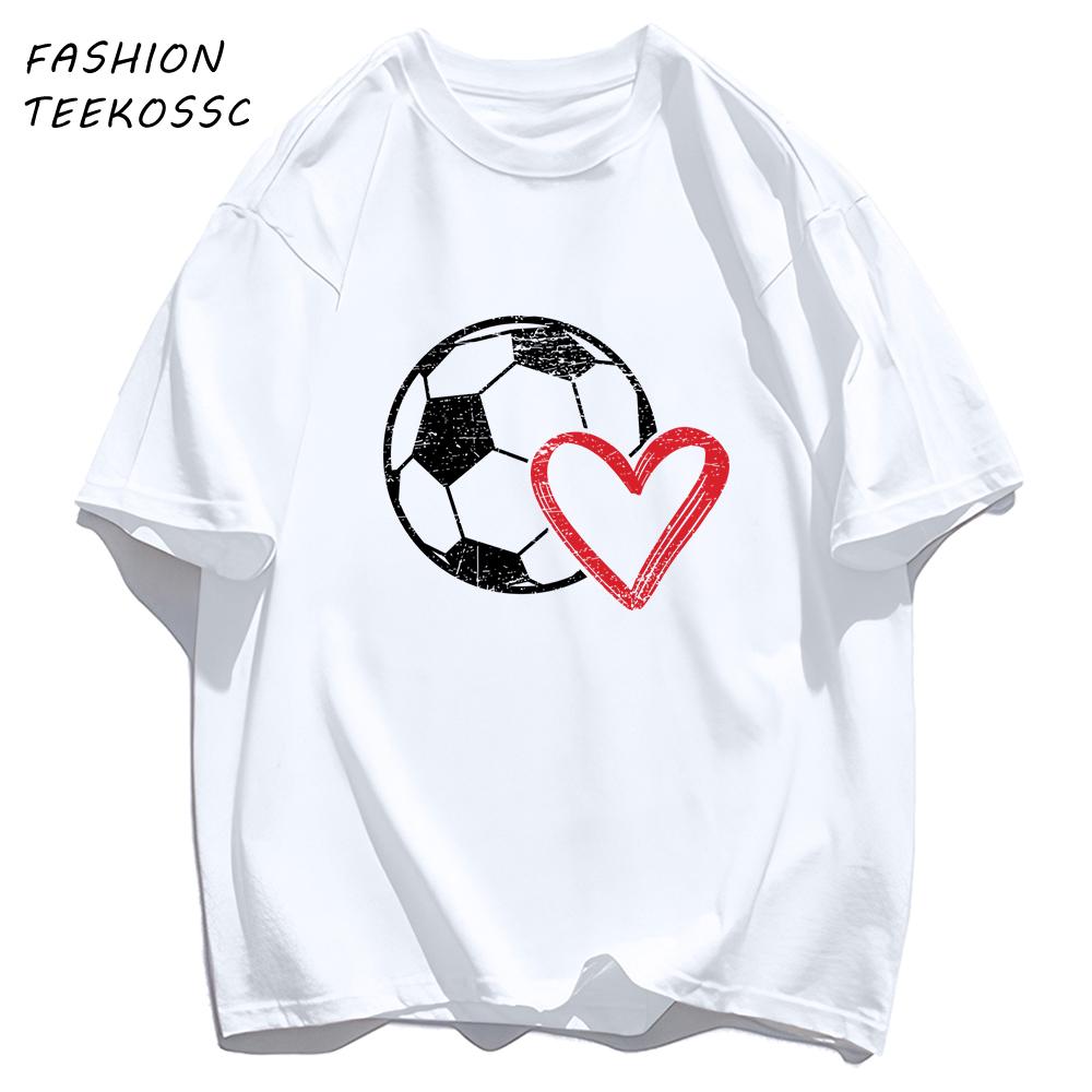 Hollow Out Football Heart Design Print TShirt Men Cotton Crewneck T Shirts Summer Loose Clothes Multicolor Trendy Short Sleeve