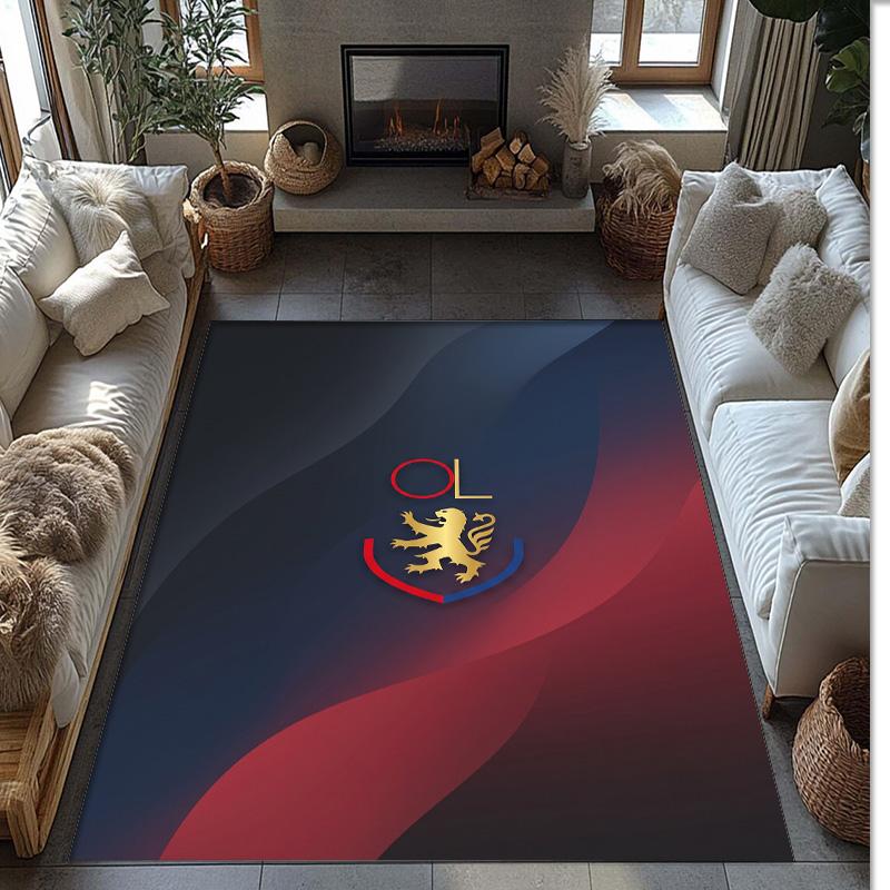 Lyon FC Soccer Football Pattern Soft Area Rug Non Slip Indoor Floor Carpet Sports Decor Mat for Bedroom