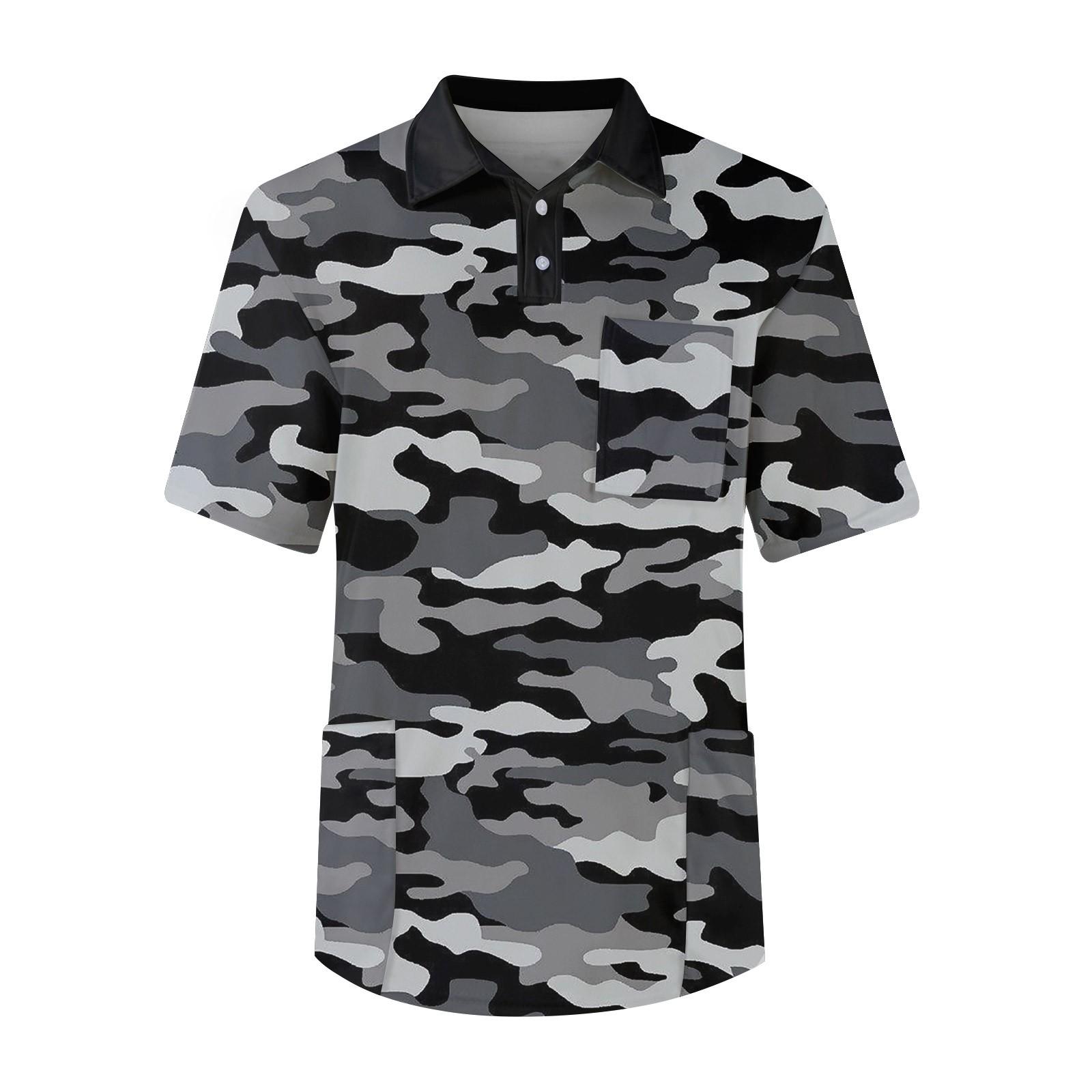 

Мужская однотонная футболка с коротким рукавом, пуговицами, лацканами, нагрудным карманом, Dry-nurse XXXXXL чёрный