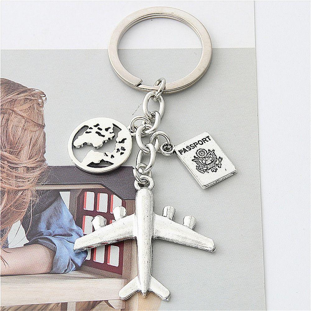 Metal No Matter Where Earth Airplane Keychains Travel Keyring Key Ring No Matter Where Pendant