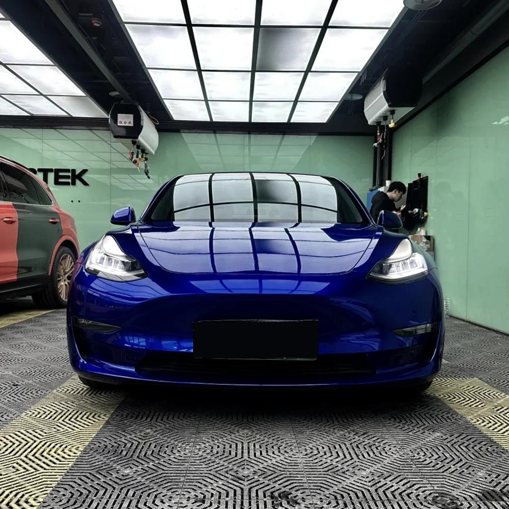 

Liquid Deep Blue Car Sticker Auto Color Change Vinyl Film PET Bubble Free Wrapping Car Accessories Auto Self Adhesive Decals 10x152cm