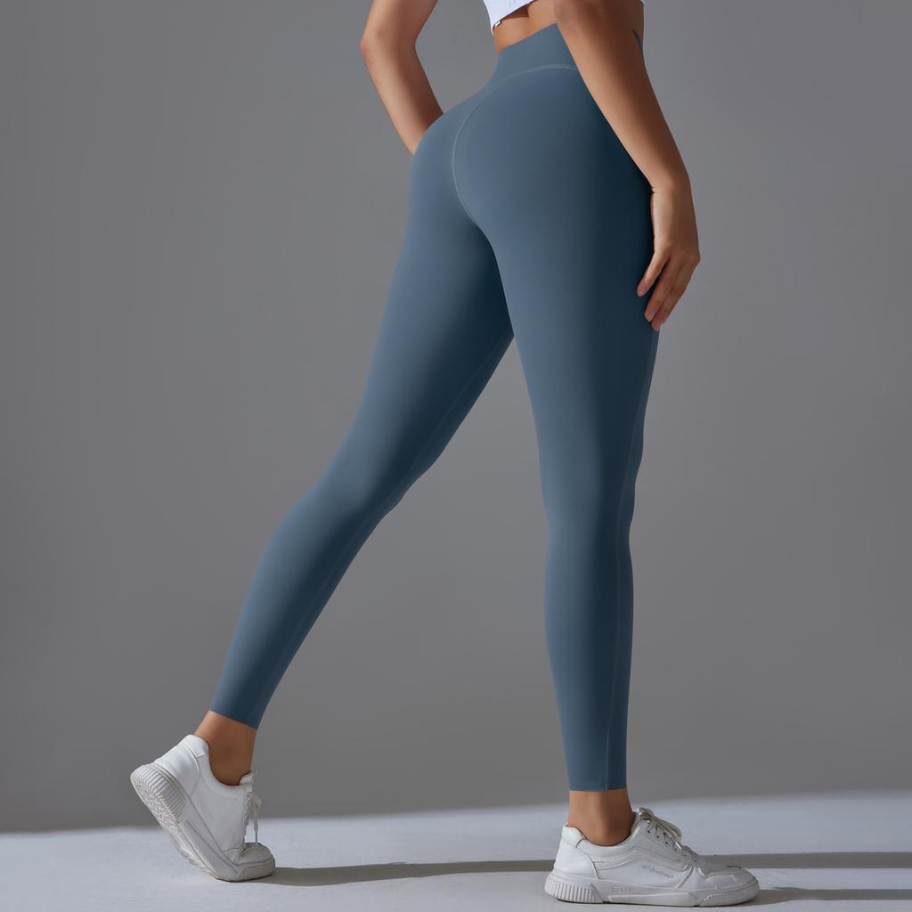 High-waisted Hip-lifting Nude Feeling Double-sided Nylon High Elasticity Without Embarrassment Line Sports Pants Running Fitness Clothing Yoga Pants