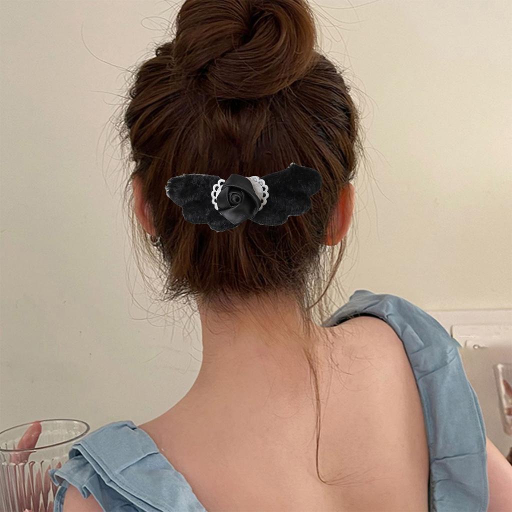 Plush Heart Angel Wings Hair Clip Festival Hair Accessory Romantic Rose Hairpin Hair Decoration for Fashionable Women
