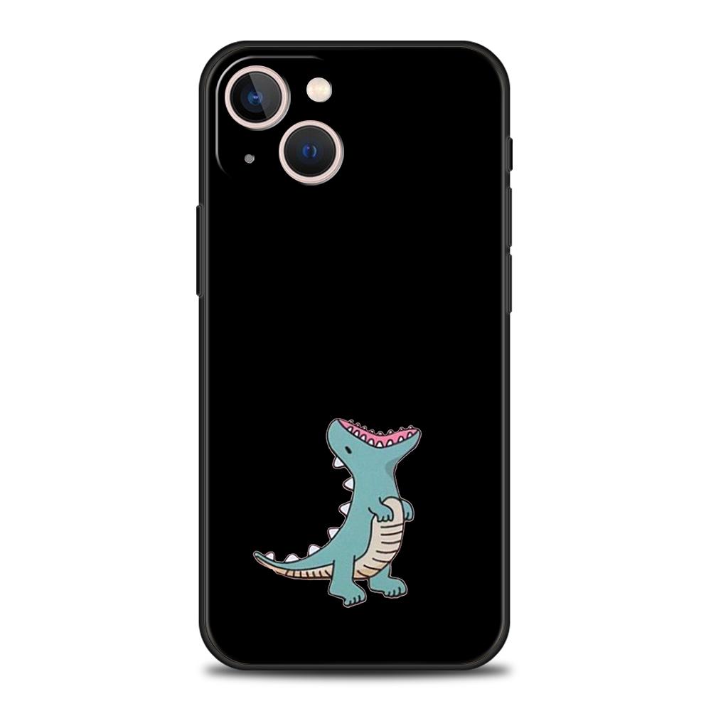 Cute Dinosaur Bear Couple Luxury Phone Case For iPhone 11 12 13 14 15 16 Pro Max Mini X XR XS 7 8 Plus SE Cover Black Funda
