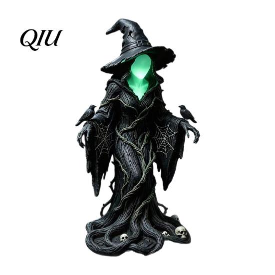Gothic Home Decor Faceless Witch Statue, Glow-in-The-Dark Ornament, Luminous Resin Halloween Ornament Figurine for Table Centerpiece Indoor