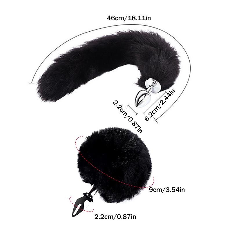 Metal Pointed Tip Plush Rabbit Tail Anal Plug Prostate Massager Butt Plug Fox Tail Cosplay Erotic Sex Toys For Adults Sex Game