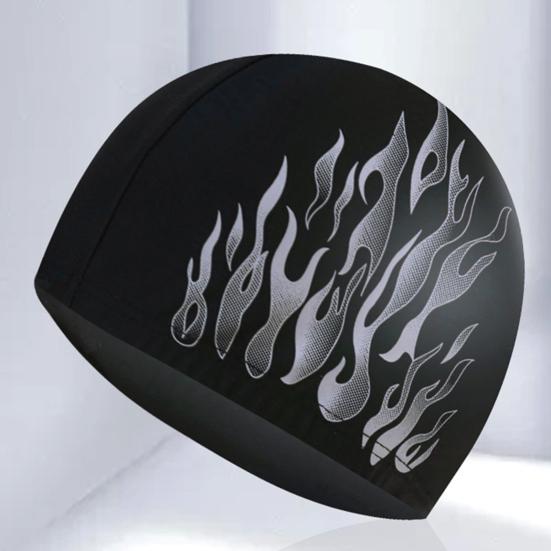 Sonnencreme Reißfest Herren Badekappe Nylongewebe Flammenstil Ohrenschutz Schwimmhaube