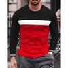 Herren S Langarm T-Shirt Lockerer Schnitt Colorblock Rundhals Lässiges Oberteil