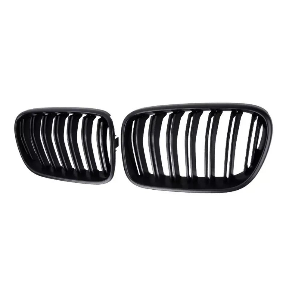 All Black Single Line Style Front Bumper Grilles For BMW X3 F25 2010-2013 Silver Diamonds Style Racing Double Slat Grills