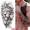1 PC 210*114MM  Mermaid Temporary Tattoo For Women Men Realistic Fox Lion Flower Tattoos Sticker Back Arm Disposable Death Skull Fake Tatoo