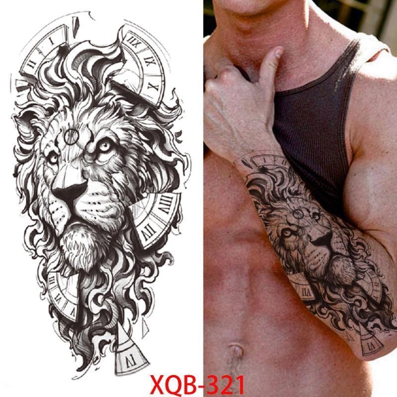 1 stk 210*114MM Havfrue Midlertidig Tatovering For Kvinner Menn Realistisk Rev Løve Blomst Tatoveringer Klistremerke Rygg Arm Engangs Død Hodeskalle Falsk Tatovering