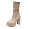 Niche retro style thick heel thin short boots women's 2025 new summer versatile height increase small high heel medium boots
