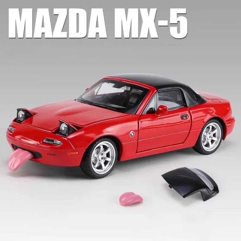 1/32 Mazda Miata MX5 Alloy Scale Car Model Diecast Miniature Car Toy Vehicle Sound and Light Collection Children's Toy Gift