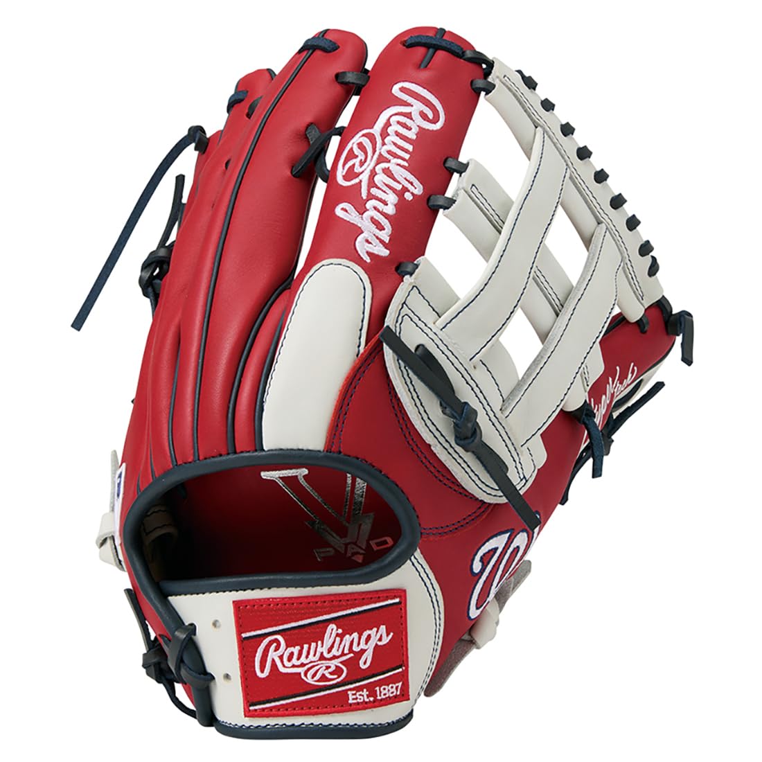 Бейсбольная перчатка Rawlings HYPER TECH MLB TEAM для бросков, Софтбола, Аутфилдера, GR5HTMY719, Nationals, 12,75 дюйма, Для правши