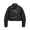 2026 Giacca Corta Nera in Ecopelle PU con Revers e Zip Diagonale Vestibilità Aderente Cappotto Biker da Donna