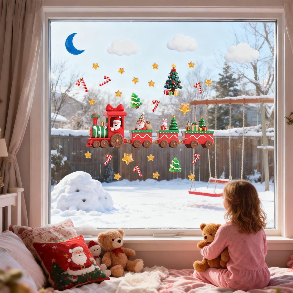 Christmas Door Stickers Train DIY Holiday Decoration Stickers