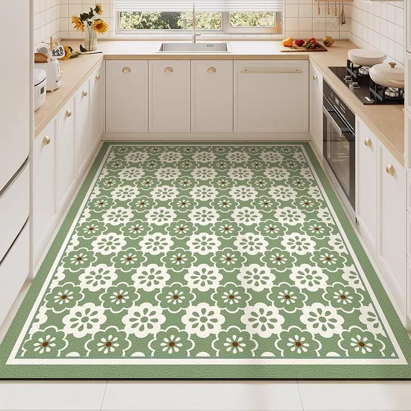 Carpet for Kitchen Pvc Floor Mat Large Size Waterproof Non-slip Carpets Leather Anti-fatigue Foot Mats Retro Home Decoration Rug