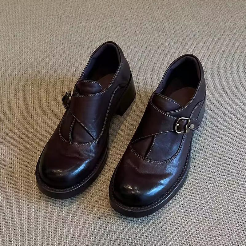 Loafers Shoes for Women High Heels Fashion Chunky Shoes  Autumn New Pumps Sport Shoes Elegant Dress Buckle Mujer