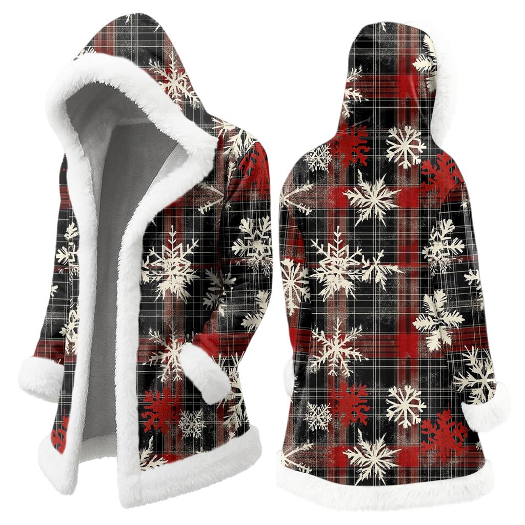 Men's Christmas Long Hooded Cardigan With Pockets Warm Jacket