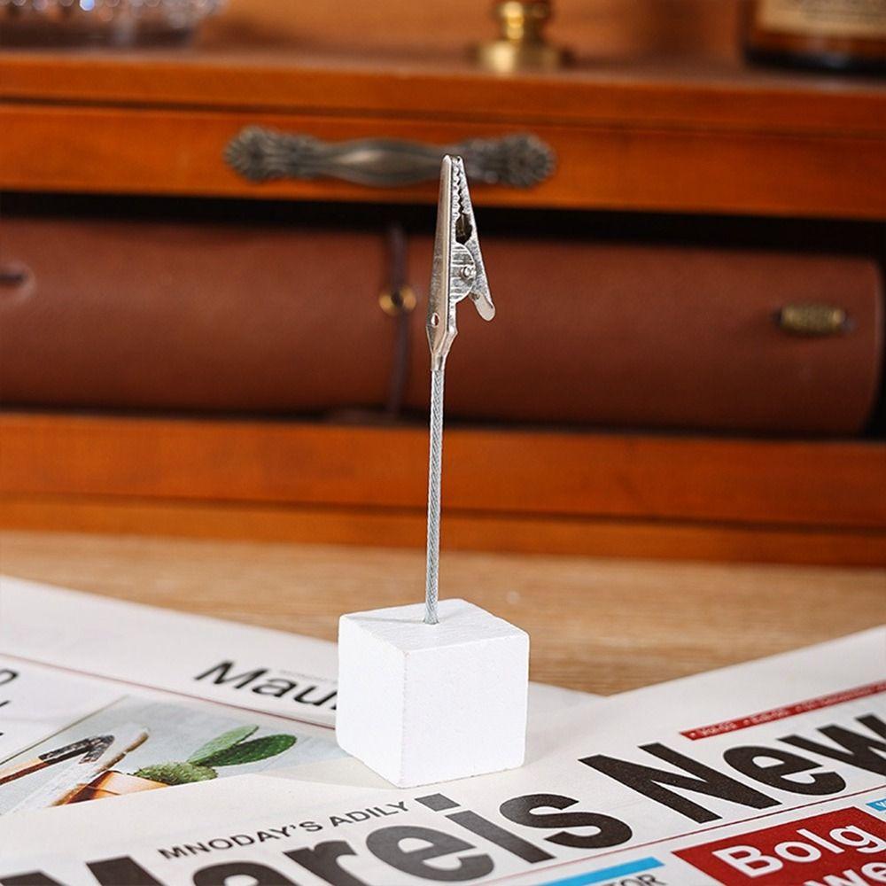 Message Memo Wooden Base DIY Handmade Bedside Ornaments Photo Paper Clamp Memo Clip Card Holder