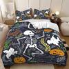 3-Piece Halloween Skeleton Pattern, 1 Quill Cover+2 Pillowcases, Coreless, Soft And Comfortable Quill Cover Set
