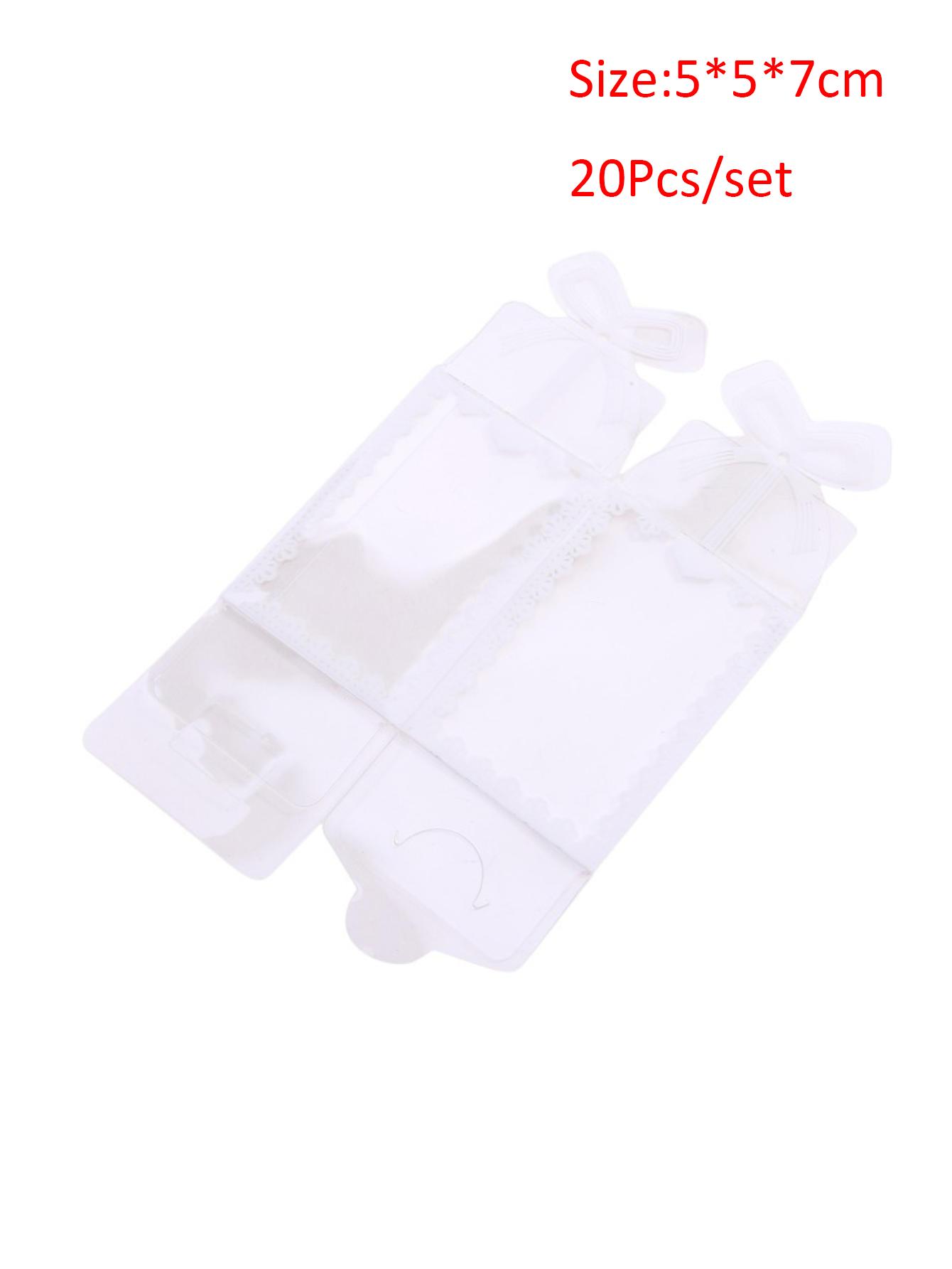 

20 шт. складная прозрачная упаковочная коробка из ПВХ для свадебной вечеринки, контейнер для сладких конфет, прямоугольные коробки 5*5*7