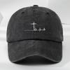 Vintage Washed Baseball Cap with Heartbeat Cross Embroidery  Adjustable SnapbackLightweight  Breathable