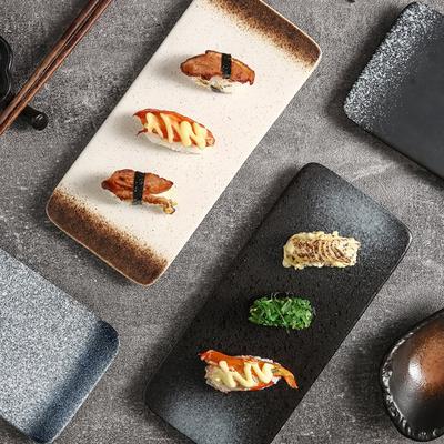 Exquisite Sushi-Platte im japanischen Stil Keramik-Dessertteller Langer Servierteller Flache Teller Hotel