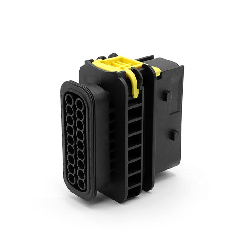 

18-Pin Connector Plug for New Energy Vehicle with Protective Sleeve and Male/Female Terminals.