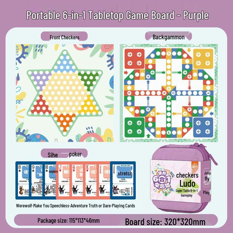 Portable Ludo & Animal Chess: Pocket-Sized 5-in-a-Row Kids' Board Game