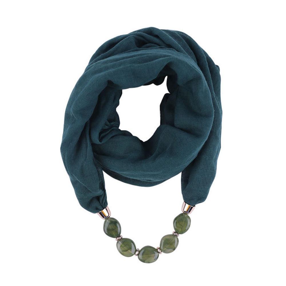

1Pcs Resin Pendant Women Scarf Cotton Linen Head Scarves Costume Bead Decoration Accessories Dark Green
