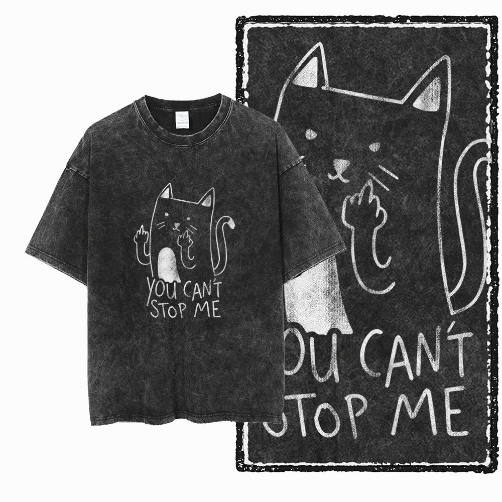 COOLMIND DB Katze Bedrucktes Baumwoll-Säuregewaschenes Exklusives Grafik-Unisex-T-Shirt Cooles Streetwear Herren T-Shirts Große Größe T-Shirt für Männer