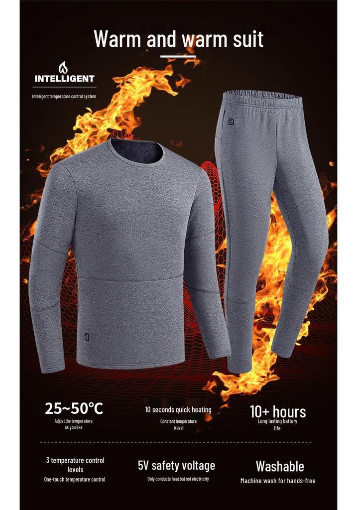 Smart 28-Zone Graphene Heated Thermal Underwear Set for Women and Men - Rechargeable Full Body Heating Pants
