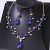 Luxury Colorful Crystal AB Water Drop Flower Bridal Jewelry Sets Rhinestone Necklace Earrings Wedding Dubai Jewelry Set