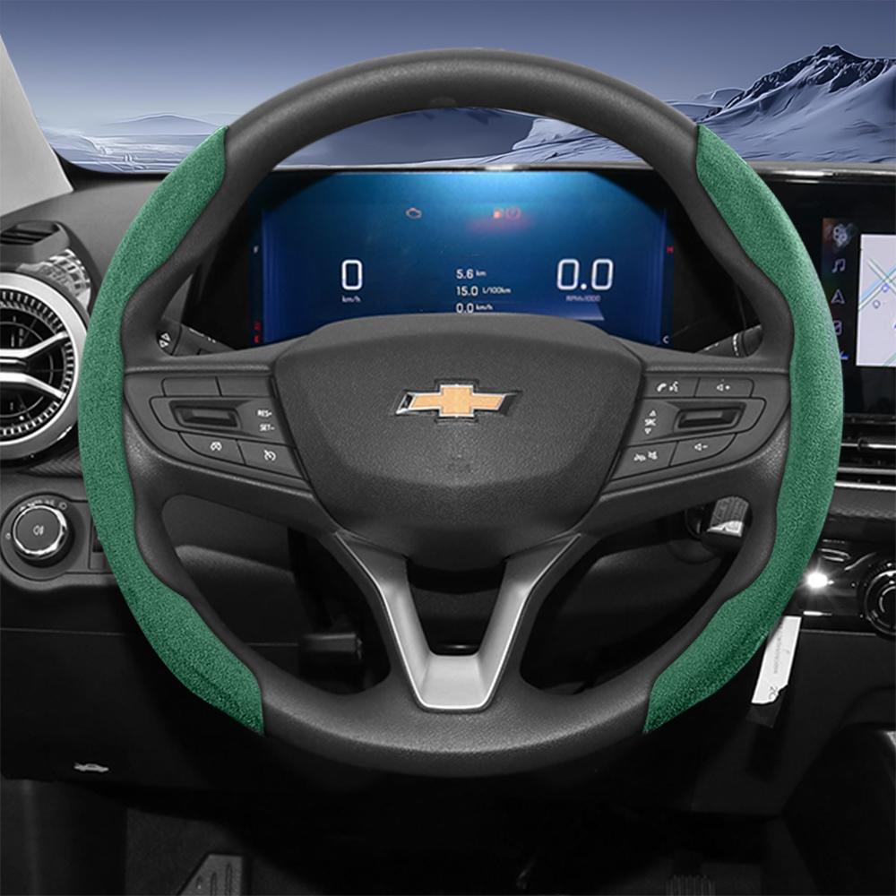 

Suitable for Chevrolet Sport Suede Steering Wheel Cover with Split Snap-On Design for Silverado, Equinox, Trax, Onix, Tahoe, Traverse, Trailblazer
