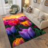 Sunflower Tulip Field Rug for Living Room, Bedroom, Coffee Table, Modern Non-slip Home Decor Area Rugs Customizable