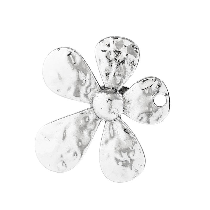 European and American fashion ins style liquid metal large flower ring, personalized exaggerated five-leaf petal ring