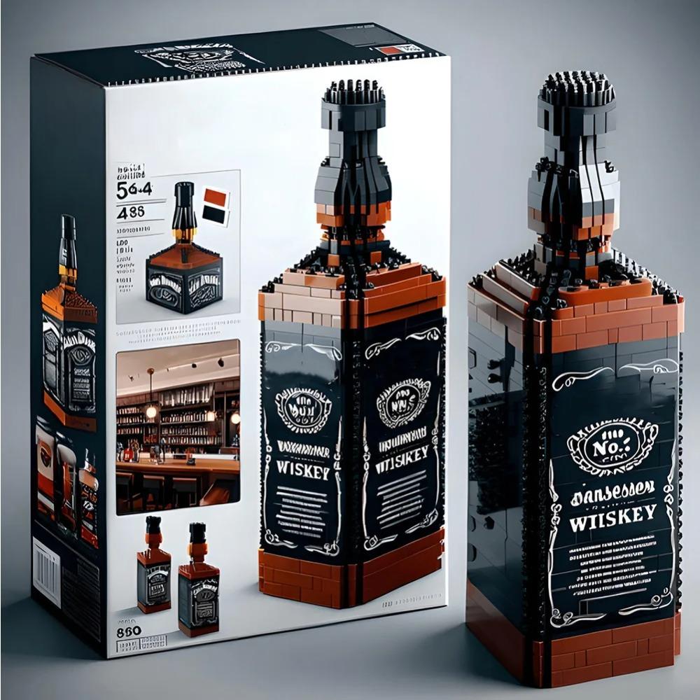 Kreativní stavebnice láhve na whisky bez krabice, 3D puzzle DIY modely pro dospělé, dekorace do domácího baru, k dispozici 10 stylů