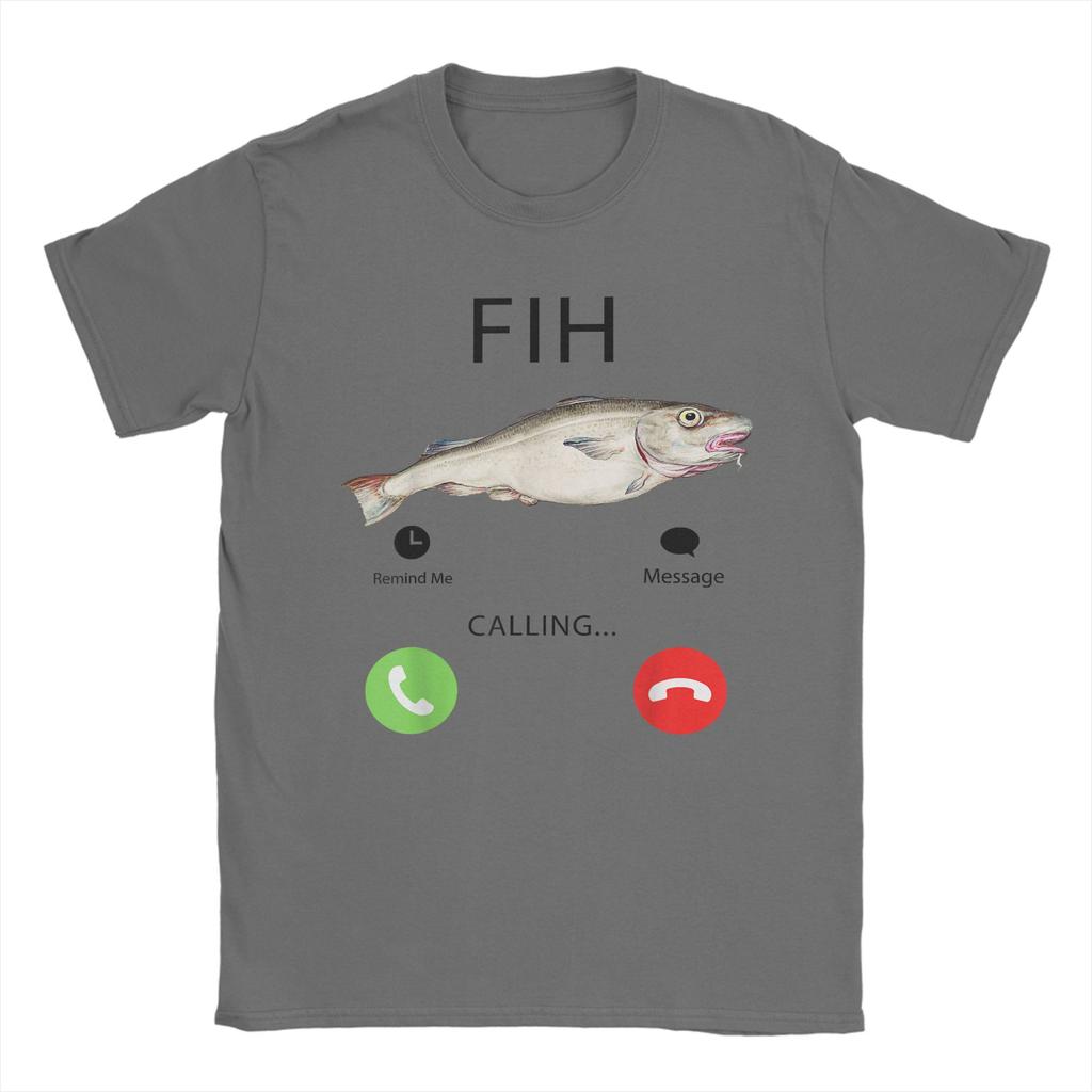 Fish Calling Funny Misspelled Fish Meme Message Fih TShirts for Men 100 Cotton Tees O Neck Short Sleeve T Shirts Clothing