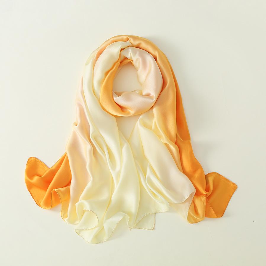 Luxury Brand Solid Color Gradient Silk Scarf Women Fashion Luxury Shawls and Wraps Beach Female Foulard Oversides