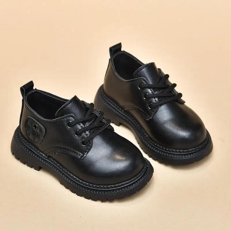 

Boy Girls School Uniform Shoes Children Soft Bottom Anti-skid PU Leather Shoes for Party Wedding Kids Breathable Casual Shoes 21