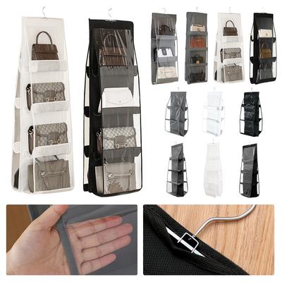 6/8 Pockets Handbag Organizer Clear Bag Collection Storage Holder Foldable Purse Hanger Wardrobe Closet Space Saving Organizers