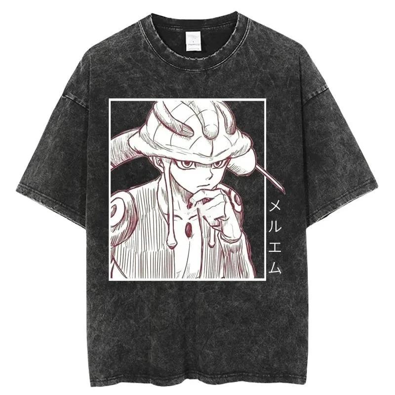 New Anime Hunter X Hunter Printed Tshirt Mens and Womens Washed Tshirt High Quality Vintage Cotton Tshirt Harajuku Top