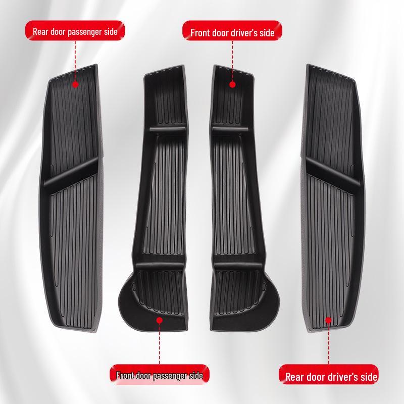 Tesla Model Y Door Storage Box: TPE Waterproof, Soft Rubber, Anti-Slip Car Interior Accessory