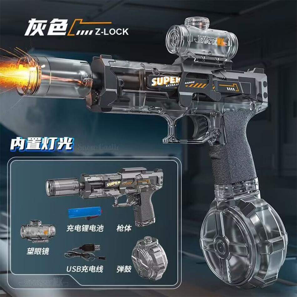 Children High Pressure Electric Water Gun Toy Summer Outdoor Beach Pool Fight Games Toys Kids Automatic Water Guns With Lights